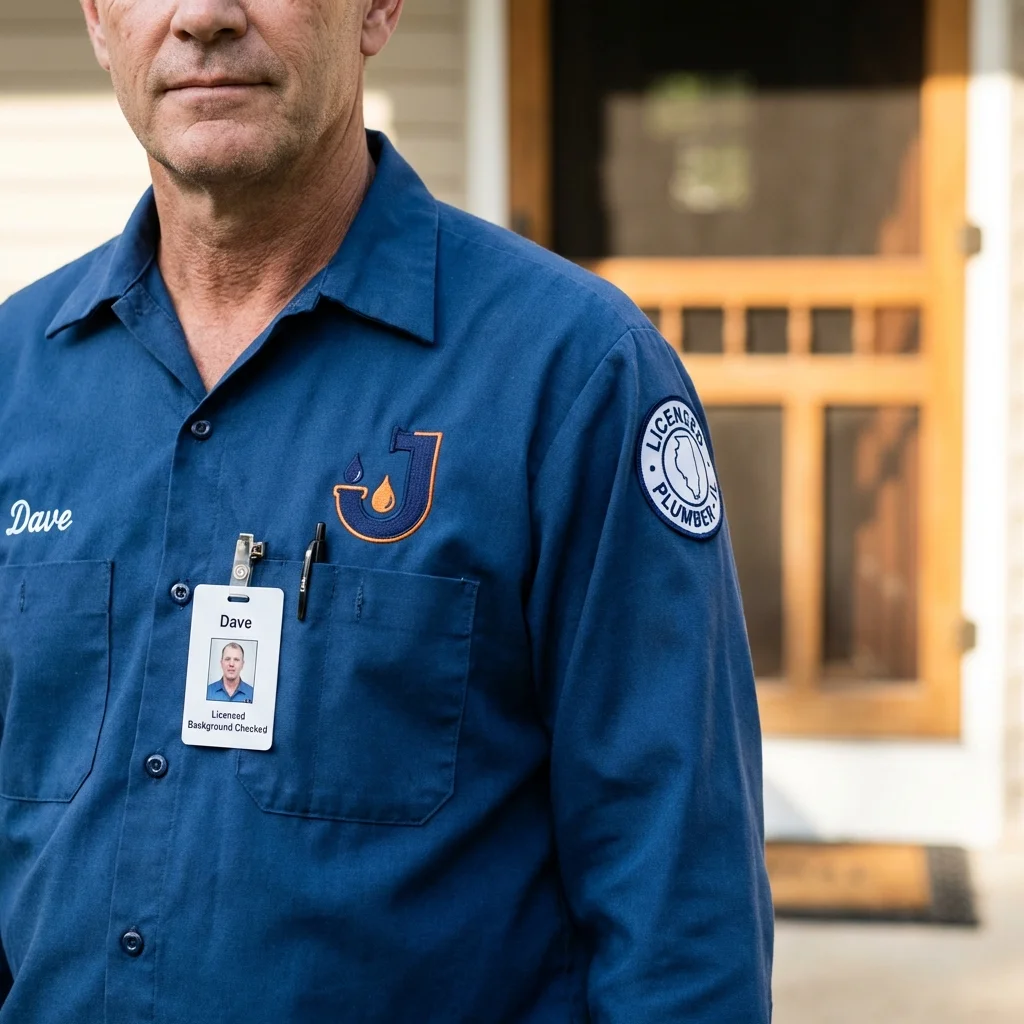 Licensed plumber showing ID badge in Union, MO