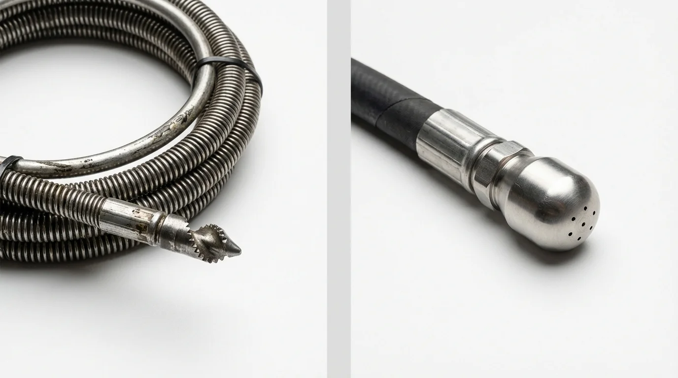 Drain snake cable and hydro jetting nozzle used for drain cleaning in Union, MO